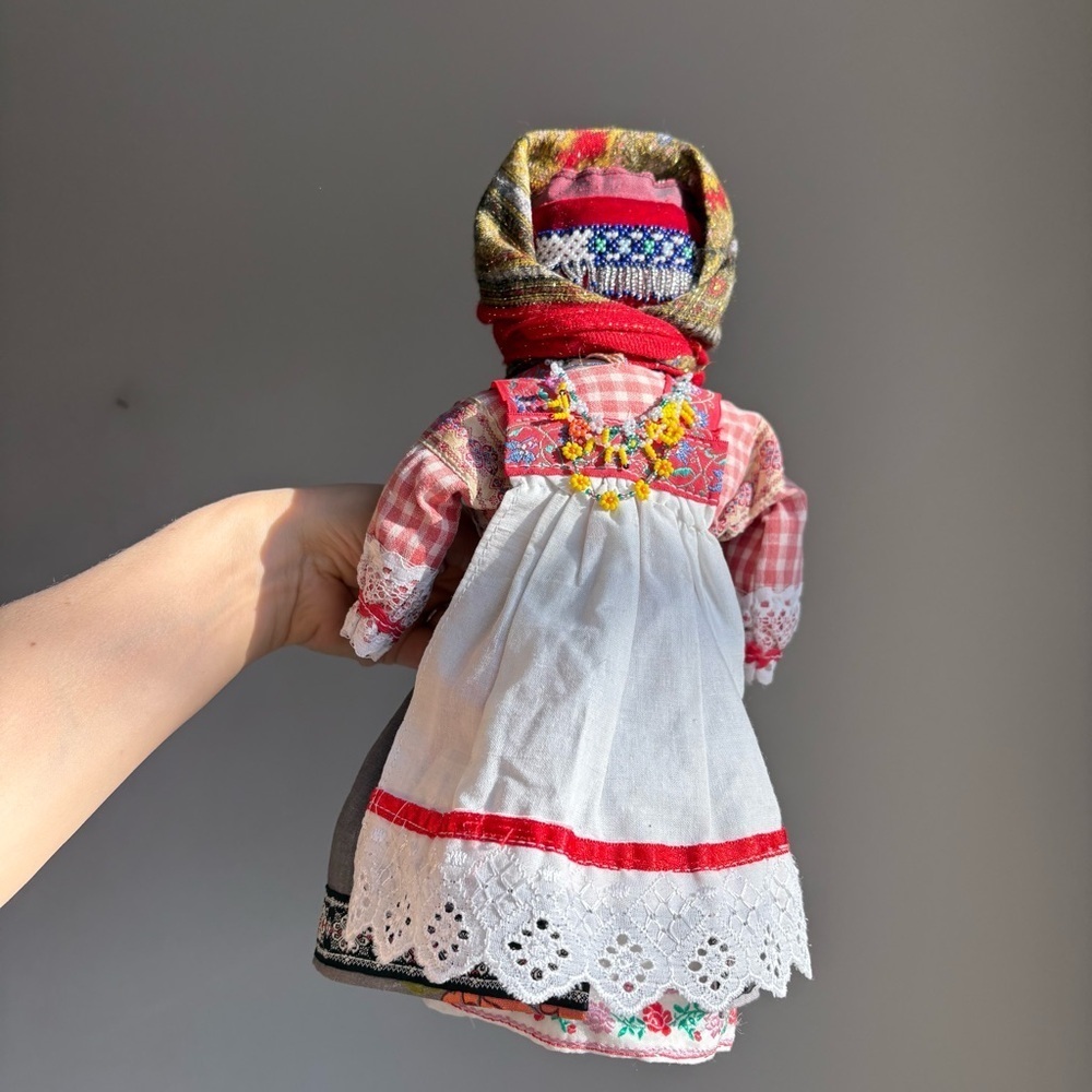 Vintage handmade faceless traditional folk rag doll fabric beads necklace RARE - Picture 7 of 16
